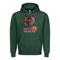 Sports Green just a woman who loves her welder Zipper Hoodie - SublimationCraftShop