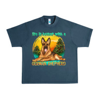 Midnight Navy life is better with a german shepherd Urban Heavy Tee - texasbilliewilder