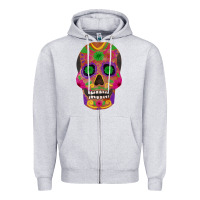 Heather Grey sugar skull Zipper Hoodie - FaDigitalArtStudio
