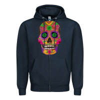 Navy sugar skull Zipper Hoodie - FaDigitalArtStudio