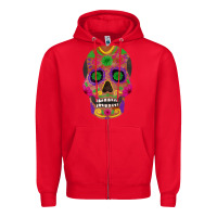 Red sugar skull Zipper Hoodie - FaDigitalArtStudio