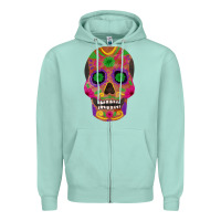 Seafoam sugar skull Zipper Hoodie - FaDigitalArtStudio