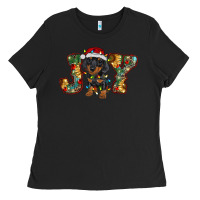 Black dachshund puppy christmas joy Ladies Tee - BarkalooDesign
