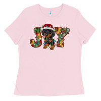 Bubblegum Pink dachshund puppy christmas joy Ladies Tee - BarkalooDesign
