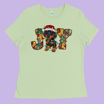 Dachshund Puppy Christmas Joy Ladies Tee Designed By Barkaloodesign