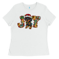 White dachshund puppy christmas joy Ladies Tee - BarkalooDesign