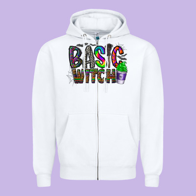 Basic Witch Zipper Hoodie Designed By Cowhidedigitalart