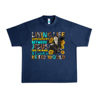 Navy living life somewhere between jesus Urban Heavy Tee - texasbilliewilder