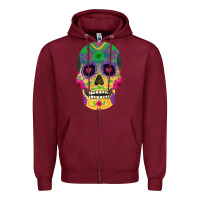 Burgundy sugar skull Zipper Hoodie - FaDigitalArtStudio
