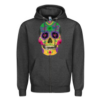 Charcoal Heather sugar skull Zipper Hoodie - FaDigitalArtStudio