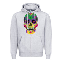 Heather Grey sugar skull Zipper Hoodie - FaDigitalArtStudio