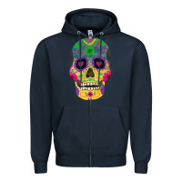 Navy sugar skull Zipper Hoodie - FaDigitalArtStudio
