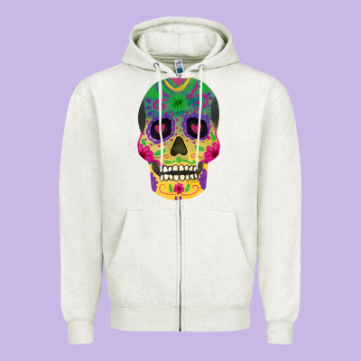 Sugar Skull Zipper Hoodie Designed By Fadigitalartstudio