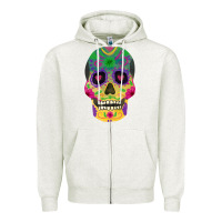Oatmeal Heather sugar skull Zipper Hoodie - FaDigitalArtStudio