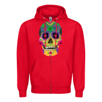 Red sugar skull Zipper Hoodie - FaDigitalArtStudio