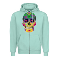 Seafoam sugar skull Zipper Hoodie - FaDigitalArtStudio
