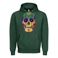 Sports Green sugar skull Zipper Hoodie - FaDigitalArtStudio