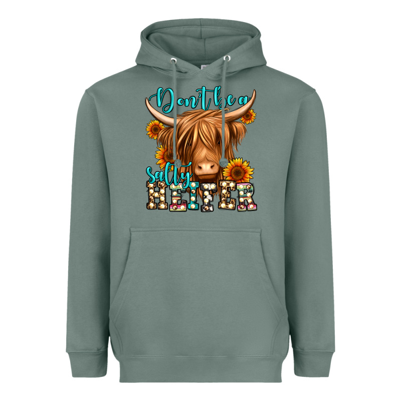 Don't Be A Salty Heifer Long Haired Cow Heavyweight Hoodie by Jasminsmagicworld | Teevron
