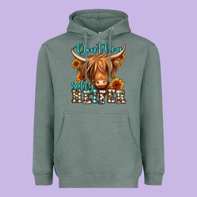 Don't Be A Salty Heifer Long Haired Cow Heavyweight Hoodie Designed By Jasminsmagicworld