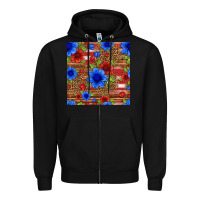 Black patriotic flowers seamless pattern Zipper Hoodie - HRA Design Shop