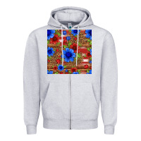 Heather Grey patriotic flowers seamless pattern Zipper Hoodie - HRA Design Shop