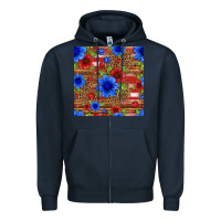 Navy patriotic flowers seamless pattern Zipper Hoodie - HRA Design Shop
