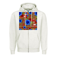 Oatmeal Heather patriotic flowers seamless pattern Zipper Hoodie - HRA Design Shop