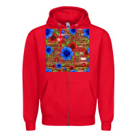 Red patriotic flowers seamless pattern Zipper Hoodie - HRA Design Shop