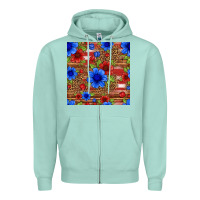 Seafoam patriotic flowers seamless pattern Zipper Hoodie - HRA Design Shop