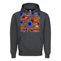 Smoke patriotic flowers seamless pattern Zipper Hoodie - HRA Design Shop