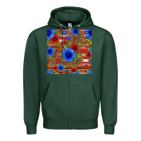 Patriotic Flowers Seamless Pattern Zipper Hoodie | Teevron