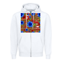White patriotic flowers seamless pattern Zipper Hoodie - HRA Design Shop