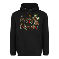 Black merry christmas wood slice ornament Heavyweight Hoodie - JahusDesignShop