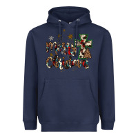 Navy merry christmas wood slice ornament Heavyweight Hoodie - JahusDesignShop