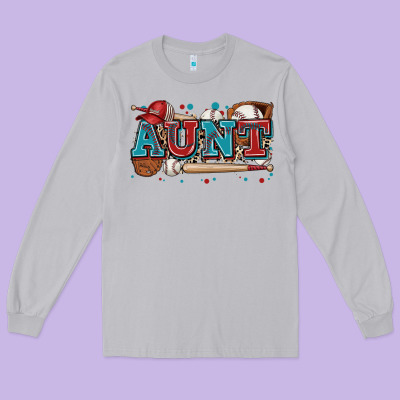 Aunt Baseball Long Sleeve Tee Designed By Zillion Design Studio