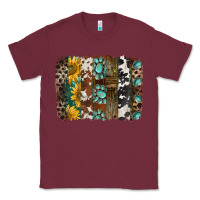 Burgundy western handdrawn patterns brushstrokes Classic Tee - BarkalooDesign