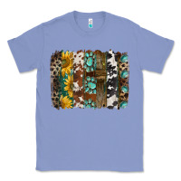 Colony Blue western handdrawn patterns brushstrokes Classic Tee - BarkalooDesign