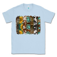 Dusty Blue western handdrawn patterns brushstrokes Classic Tee - BarkalooDesign