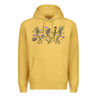 Antique Gold dancing skeletons mardi gras Premium Hoodie - MaliasSmallBusiness