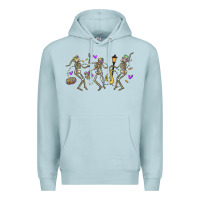 Blue Mist dancing skeletons mardi gras Premium Hoodie - MaliasSmallBusiness