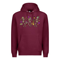 Burgundy dancing skeletons mardi gras Premium Hoodie - MaliasSmallBusiness