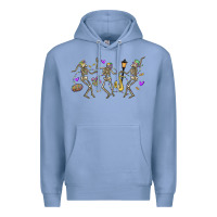 Colony Blue dancing skeletons mardi gras Premium Hoodie - MaliasSmallBusiness