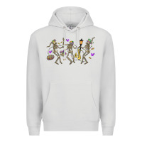 Dove Grey dancing skeletons mardi gras Premium Hoodie - MaliasSmallBusiness