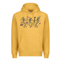 Mustard dancing skeletons mardi gras Premium Hoodie - MaliasSmallBusiness