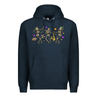 Navy dancing skeletons mardi gras Premium Hoodie - MaliasSmallBusiness
