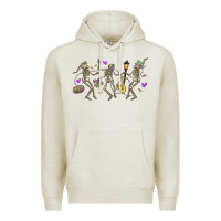 Oatmeal Heather dancing skeletons mardi gras Premium Hoodie - MaliasSmallBusiness