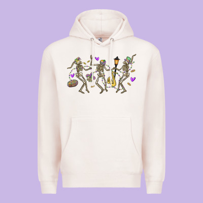 Dancing Skeletons Mardi Gras Premium Hoodie Designed By Maliassmallbusiness