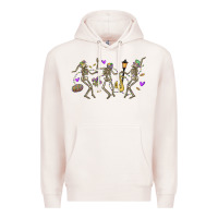 Pale Pink dancing skeletons mardi gras Premium Hoodie - MaliasSmallBusiness