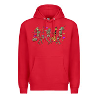 Red dancing skeletons mardi gras Premium Hoodie - MaliasSmallBusiness