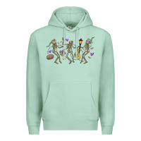 Seafoam dancing skeletons mardi gras Premium Hoodie - MaliasSmallBusiness